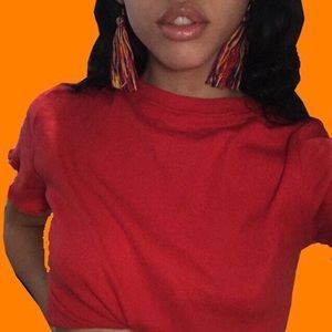 Primary colored tassel earrings